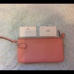 Coach Wrislet Pink Pebbled Leather